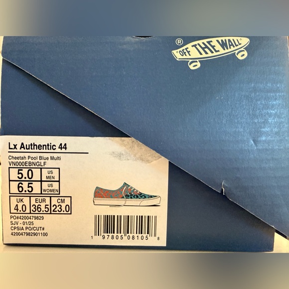 Vans LX Authentic 44 Cheetah Pool Blue Multi Sneakers - BRAND NEW - Picture 9 of 9